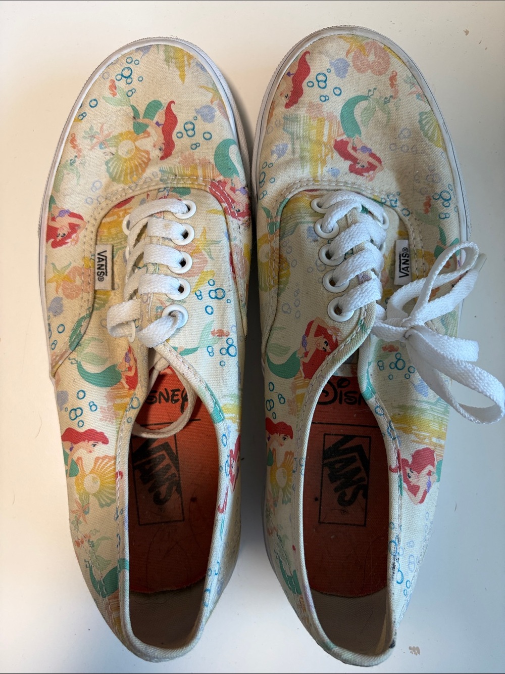 Vans Kids Low-Top Sneakers in Cream with Teal, Coral, Yellow, Pink Accents